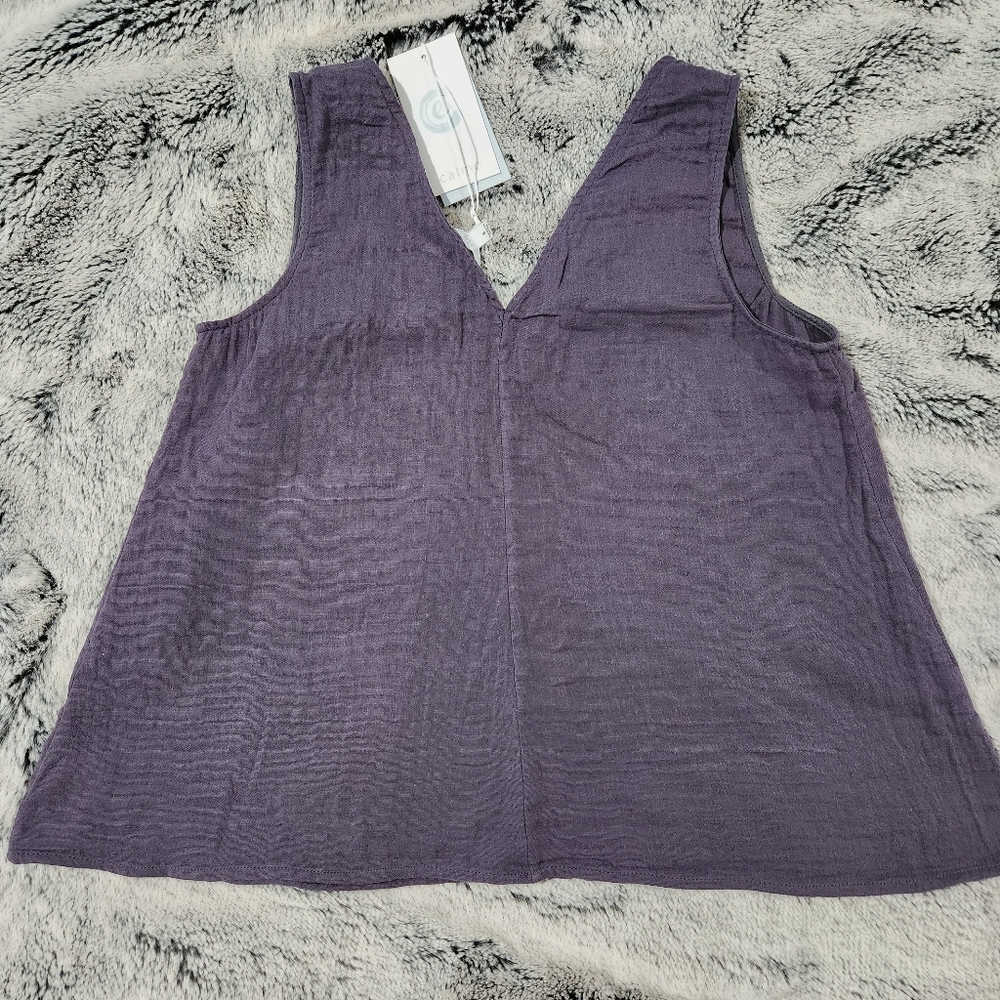 NWT Johnny Was Calme Gray Drape Cotton Tank Top $109 - Picture 5 of 5